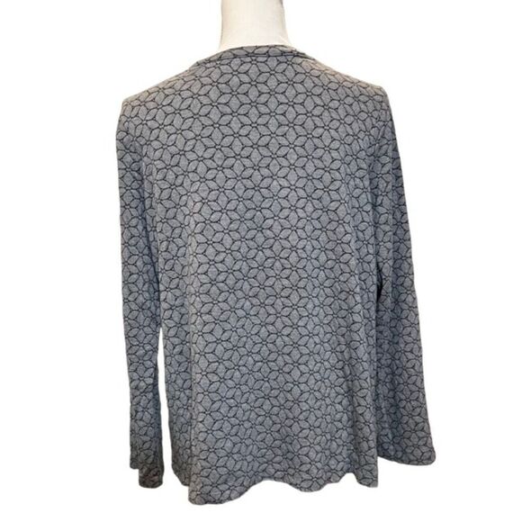 J. Jill Stretch Tunic Gray with Black Geometric Flower Pattern Round Neck Size M - Picture 3 of 8